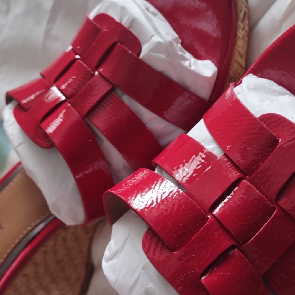 DONALD J PLINER ESPEDRILLE WEDGE SANDALS *🍅RED/NWOB - Picture 6 of 17